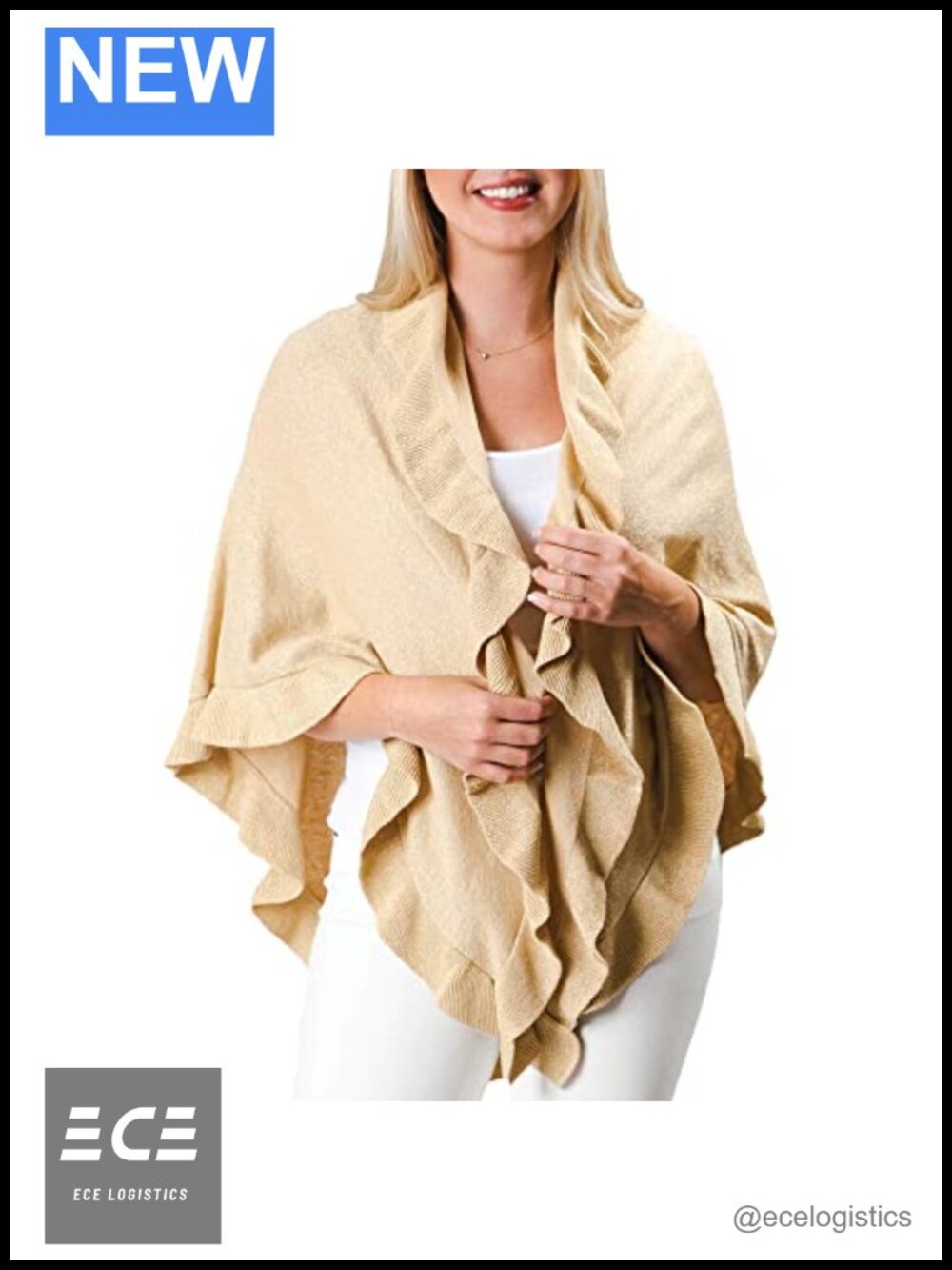 Ruffle Wrap Triangle Shawl 100% Cotton Fashion Scarf Layering Piece